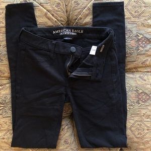 American Eagle Black Knit Jeggings Size 0L Skinny Jeans Stretch Pants